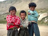 02 Village Children Outside Milarepa Cave Some local village boys ran up the hill to greet us at Milarepas Cave near Nyalam in 1998.